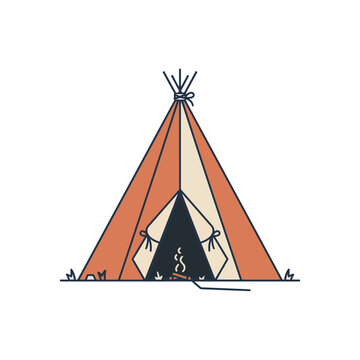 Cozy Teepee Tent with Campfire Illustration