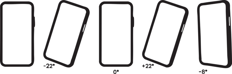 Obraz premium Vector smartphone icons set with different angles and tilt degrees for graphic design