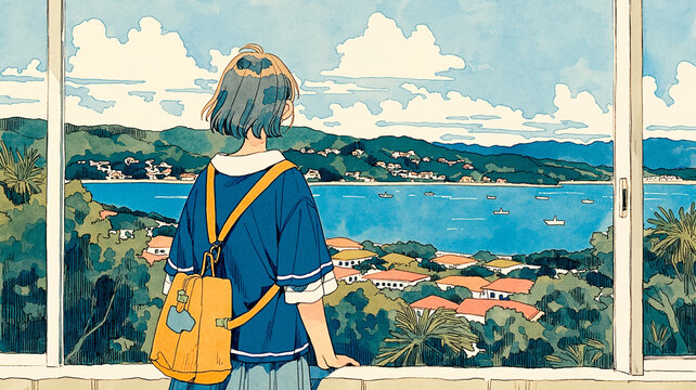 旅支度をする男性と大きなスーツケースの手描き水彩風イラスト、旅行、観光、海外旅行、国内旅行、出発前、荷物整理、トランク、バックパック、帽子、コート、空港、駅、ホテル、チェックイン、長期滞在、留学、出張、移住、休日、休暇、バカンス、冒険、自由、ライフスタイル、人物、全身、シンプル、余白、手描き、挿絵、広告、バナー、ポスター、旅行会社、観光案内、SNS、商用利用、素材向け、旅行素材、観光素材、宿泊予約