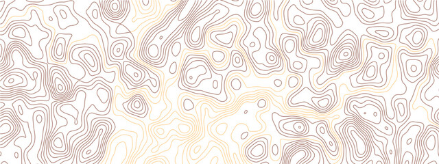 Abstract topographic contour lines background with beige and golden elevation terrain, seamless geographic map pattern, minimalist cartography texture vector for wallpaper, web, packaging and print © Noor Al Barakah