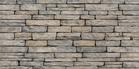 Obraz premium Light beige gray stone brick wall surface texture background with staggered pattern design for construction architecture decorative projects