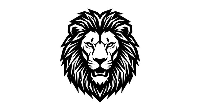 Powerful lion head logo in black and white style for sports team branding or wild animals