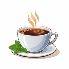 Fototapeta premium Kaffeetasse mit heißem Kaffee auf weißem Hintergrund