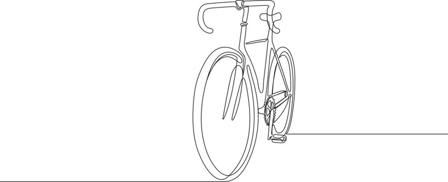 continuous line drawing of a modern road bicycle with drop handlebars, minimalist concept for cycling, fitness, and eco-friendly transport, line art vector illustration