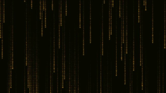 Cybernetic Cascade: Abstract Golden Code Flowing Downwards
