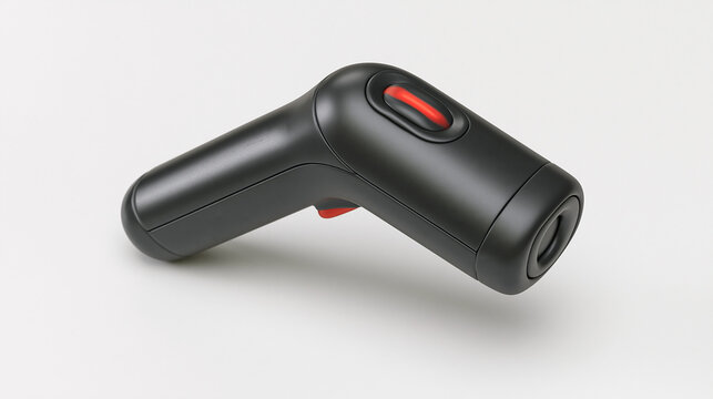 3D Claymorphism Handheld Barcode Scanner Icon with Red Laser Detail Isolated on White Background