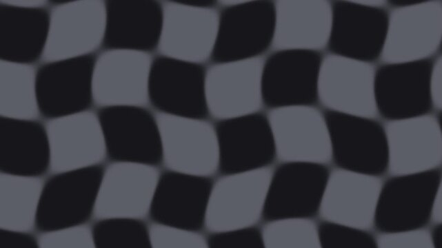 Black warped checkerboard pattern waving seamless loop retro background