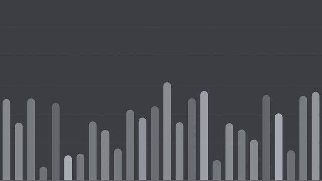 Gray bar chart columns rising rhythmically seamless loop business data background