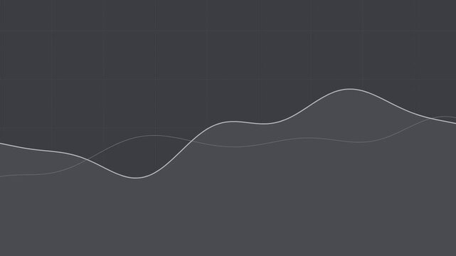 Gray financial line graph flowing over grid seamless loop market background