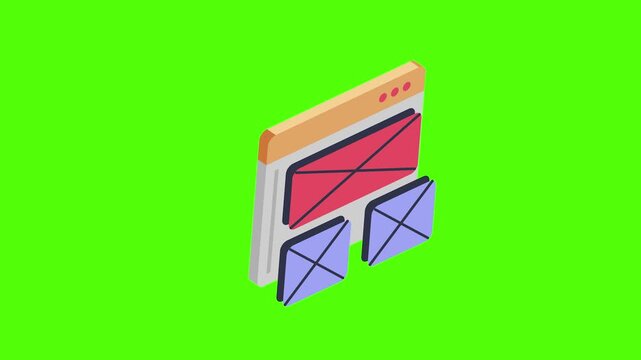 Website responsive layout wireframe design concept on green screen 4k animation video animation