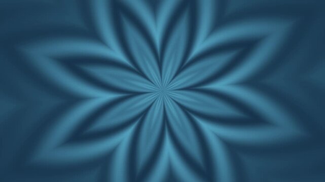 Blue kaleidoscope mandala blooming and rotating seamless loop meditation background