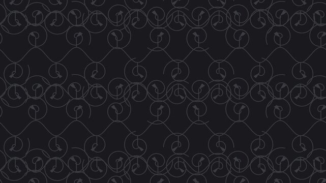 Black karakusa japanese arabesque vine pattern scrolling seamless loop traditional background