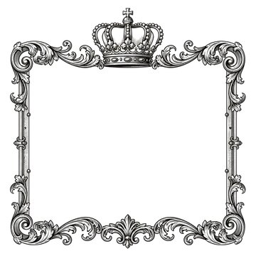 Ornate silver frame with crown design
