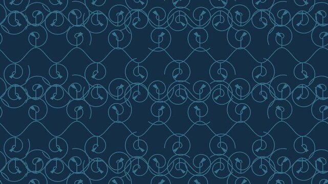 Blue karakusa japanese arabesque vine pattern scrolling seamless loop traditional background