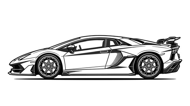 Sleek Sports Car Illustration Side View 11.