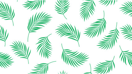 Seamless pattern with green tropical palm leaves and exotic fern foliage © Mahraz