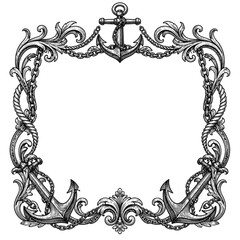 Decorative nautical frame with anchors and rope design © dewi
