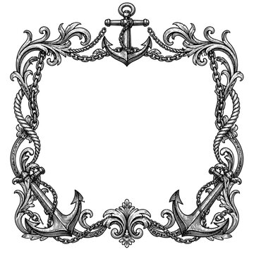 Decorative nautical frame with anchors and rope design