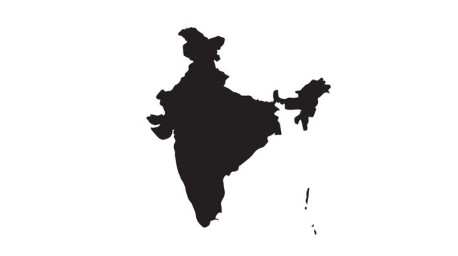 India map silhouette represents geographic borders and national identity in a clean graphic format.