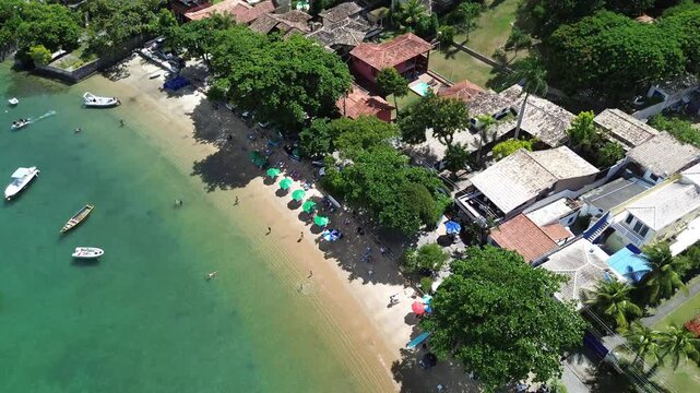 Aerial Drone Footage of Praia dos Ossos Waterfront, B&uacute;zios, Brazil