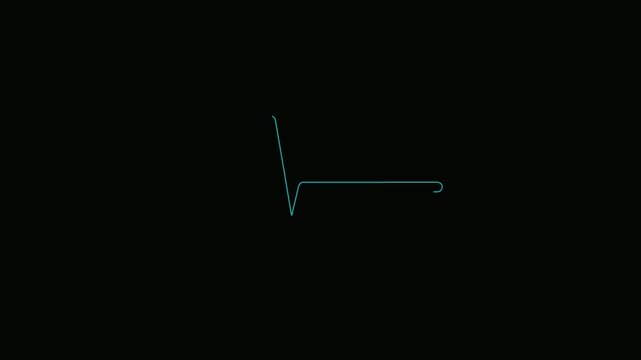 Minimalist Cyan Line Shape on Black Background - Abstract Geometric Design