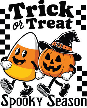  Trick or Treat Spooky Season Candy Corn Pumpkin PNG
