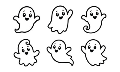 Fototapeta premium Happy little ghosts, cheerful spirits dancing.