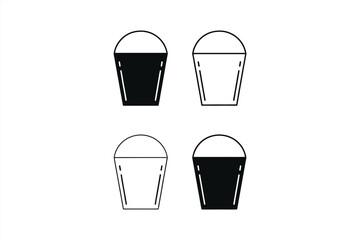 Set of bucket icons, vector illustration of pails in different styles, black and white bucket symbols © Pinky Stock Studio
