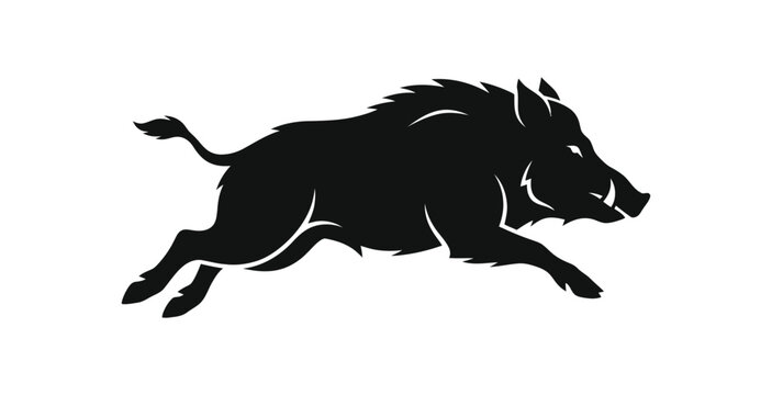 Running Wild Boar Silhouette Vector