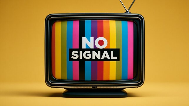 Vintage television with No Signal test pattern