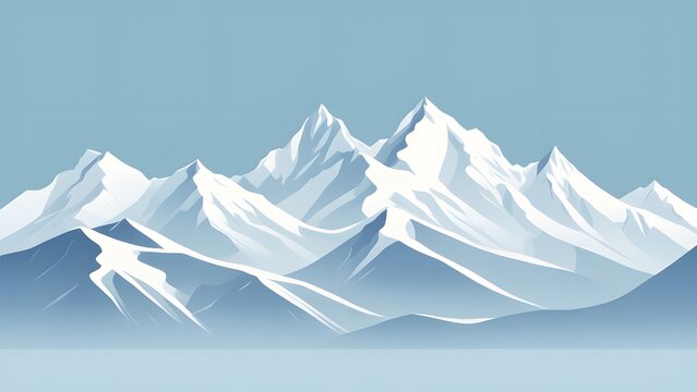 Minimalist illustration of snow covered alps 