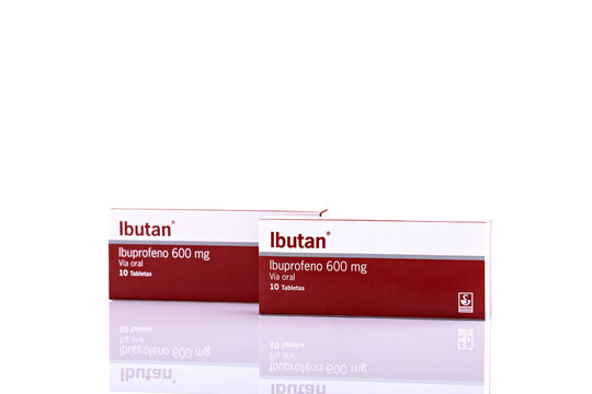 Ibutan Ibuprofen 600 mg Tablet Boxes Isolated on White Background
