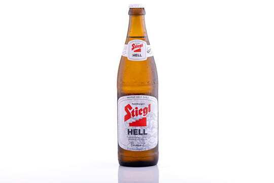 Stiegl Hell Austrian Lager Beer Bottle Isolated on White Background