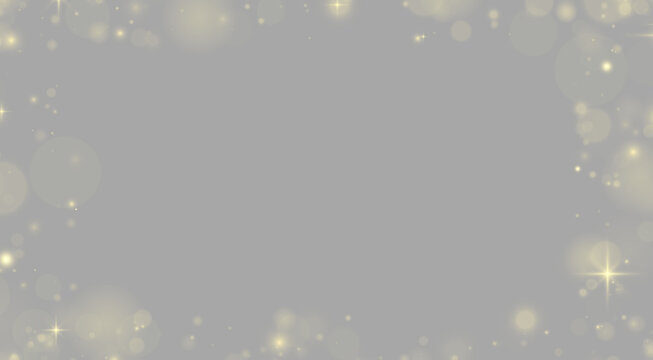 Christmas sparkle particles PNG with bright golden stars. Magical glitter dust creates festive shine. Transparent effect for greeting card designs.