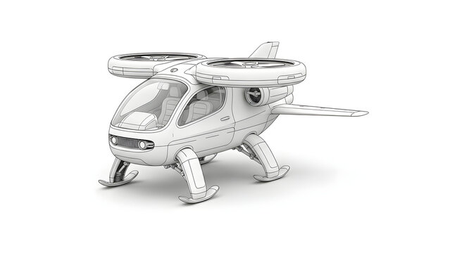 Modern Electric Vertical Takeoff and Landing Aircraft Concept Illustrating Advanced Future Autonomous Aerial Transportation Vehicle Design