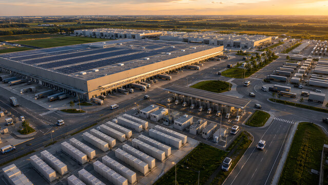 Autonomous Logistics Distribution Center with Battery Storage