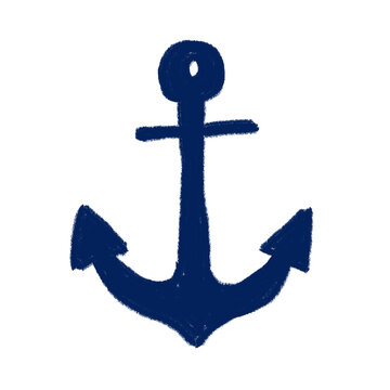 Simplified navy-blue anchor photo with textured brushstroke style on white background