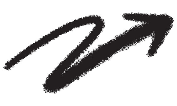 Black hand drawn zigzag upward arrow with rough chalk texture