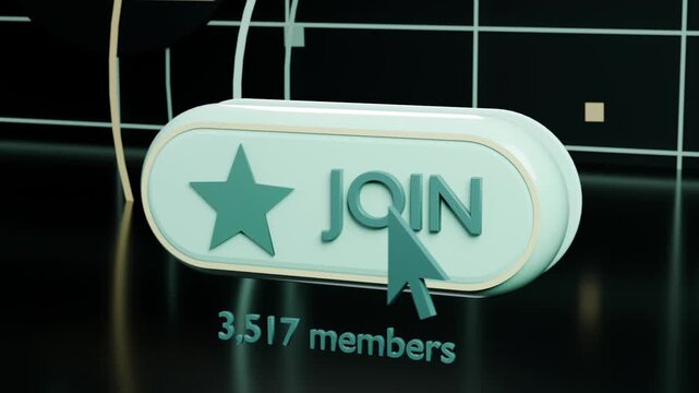 Entering teal cursor from right nudging JOIN star pill aligning, clicking in studio, updating count