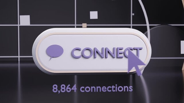 Entering right purple cursor hovering, clicking 3D CONNECT button in studio, adding connection