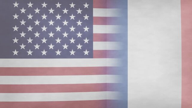 Displaying US flag blending studio set as band growing, seam tearing and revealing void, copy space