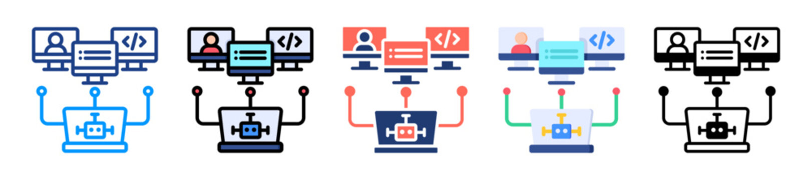 Botnet Network Icon Sheet Multiple Style Collection 