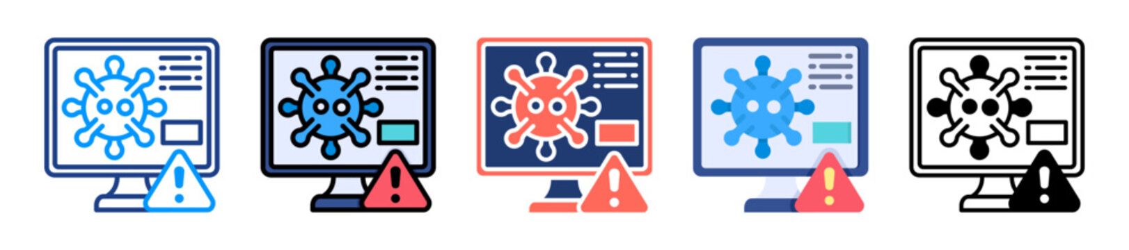 Computer Virus Icon Sheet Multiple Style Collection 