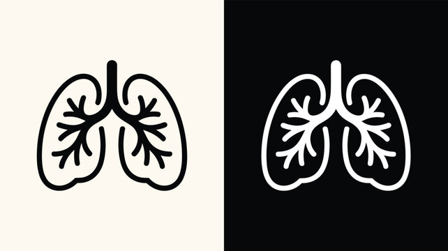 Lungs, outline and filled, symbolizing breathing and medical health.