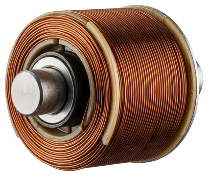 Copper induction coil winding for electromagnetic part on a transparent backdrop