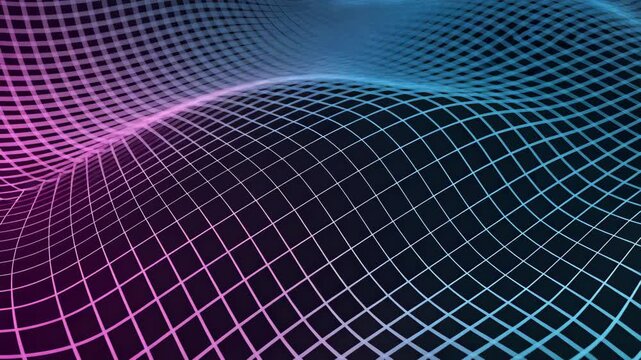 Abstract digital landscape with a glowing neon grid