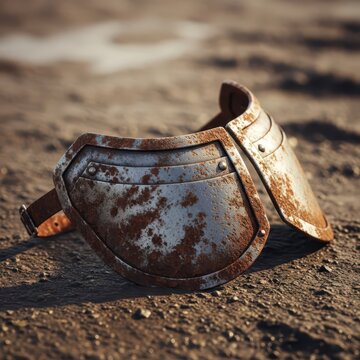 Rusted Metal Gorget Armor Fragment on Earth