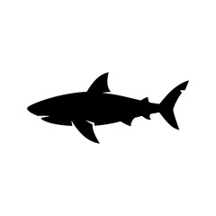 Fototapeta premium Swimming shark dorsal fin side profile solid black vector icon