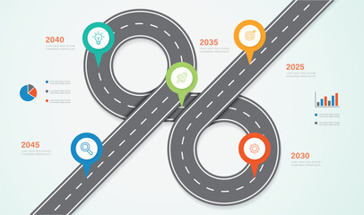 Business road map timeline Infographic design with 6 steps. Infographic template design for business growth and milestones presentation. © Syntro