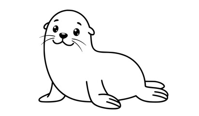 Adorable Sea Lion Marine Wildlife Character Vector Illustration © Bablu